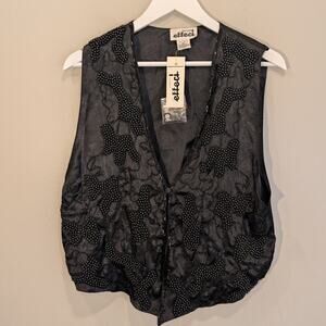 Effect Vintage Vest 90's Beaded Theater Costume Statement Bold Layer - Size L